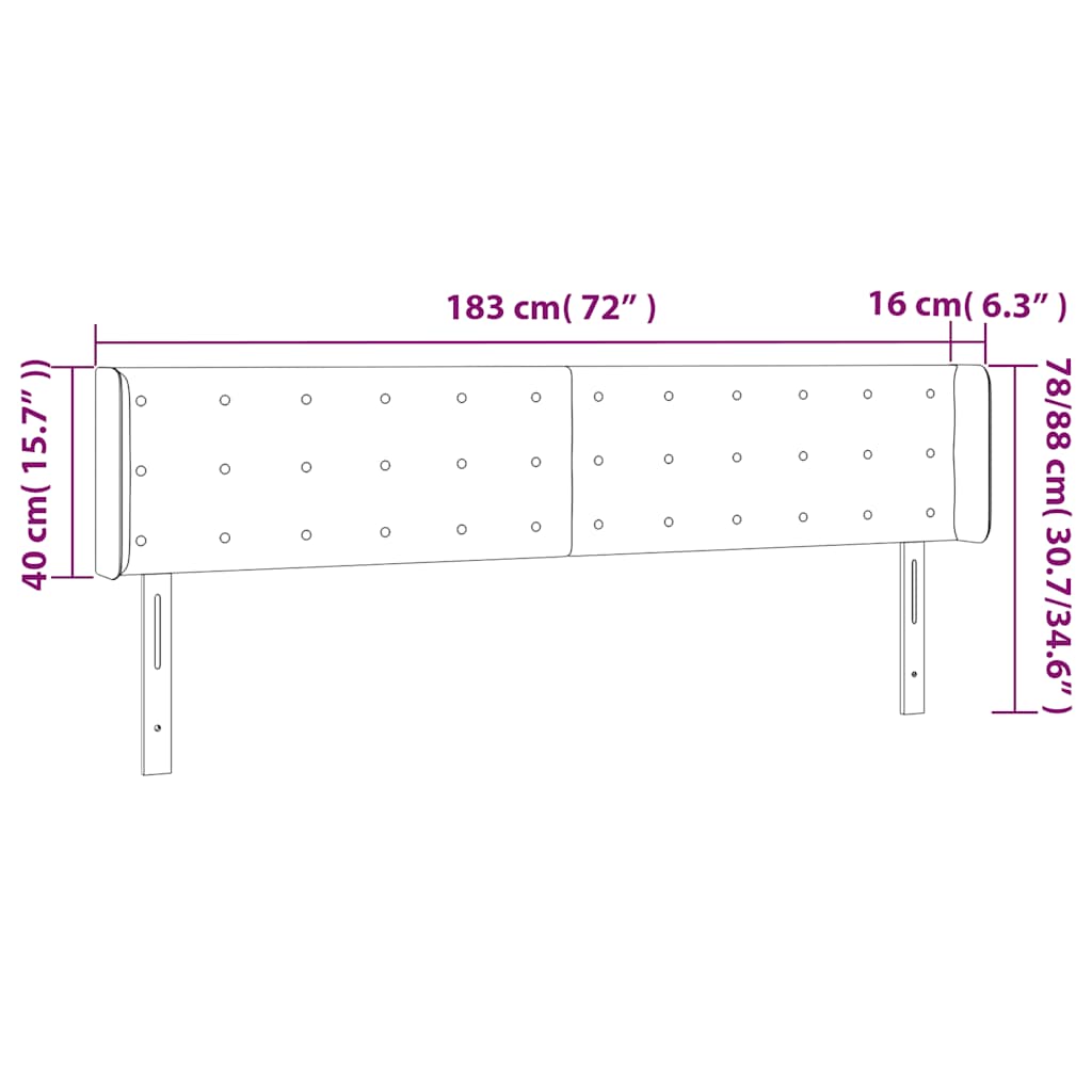 sengegavl med LED-lys 183x16x78/88 cm fløjl mørkegrøn