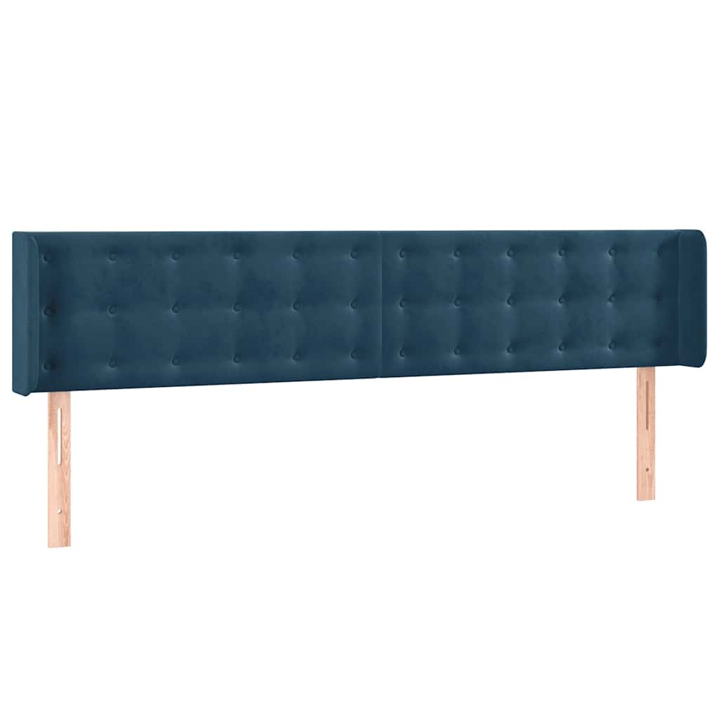 sengegavl med LED-lys 203x16x78/88 cm fløjl mørkeblå