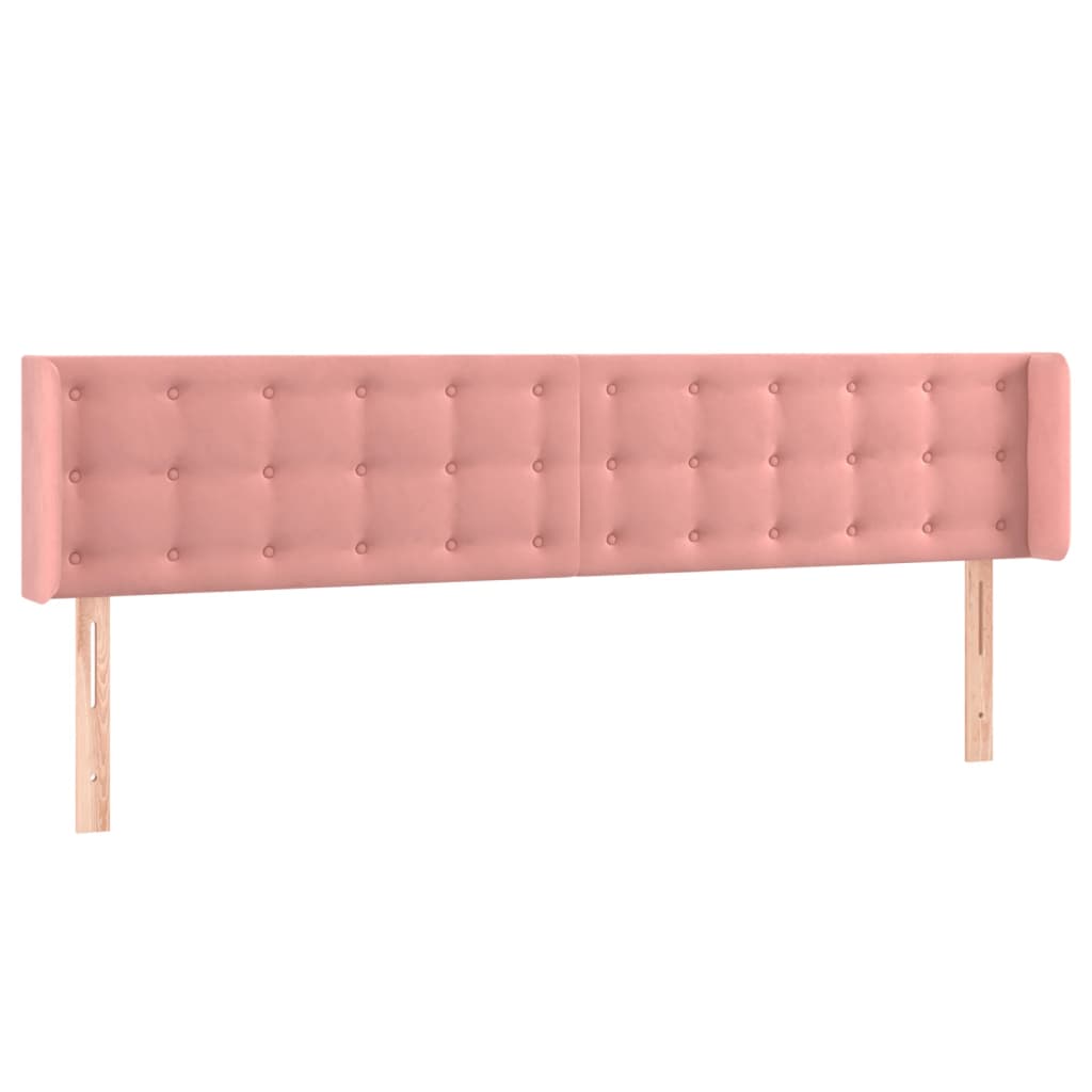 sengegavl med LED-lys 203x16x78/88 cm fløjl lyserød