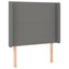 sengegavl med LED-lys 83x16x118/128 cm stof mørkegrå