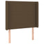 sengegavl med LED-lys 83x16x118/128 cm stof mørkebrun