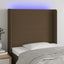 sengegavl med LED-lys 83x16x118/128 cm stof mørkebrun