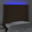 sengegavl med LED-lys 93x16x118/128 cm stof mørkebrun