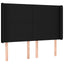 sengegavl med LED-lys 147x16x118/128 cm stof sort