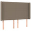 sengegavl med LED-lys 147x16x118/128 cm stof gråbrun