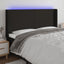sengegavl med LED-lys 183x16x118/128 cm stof sort