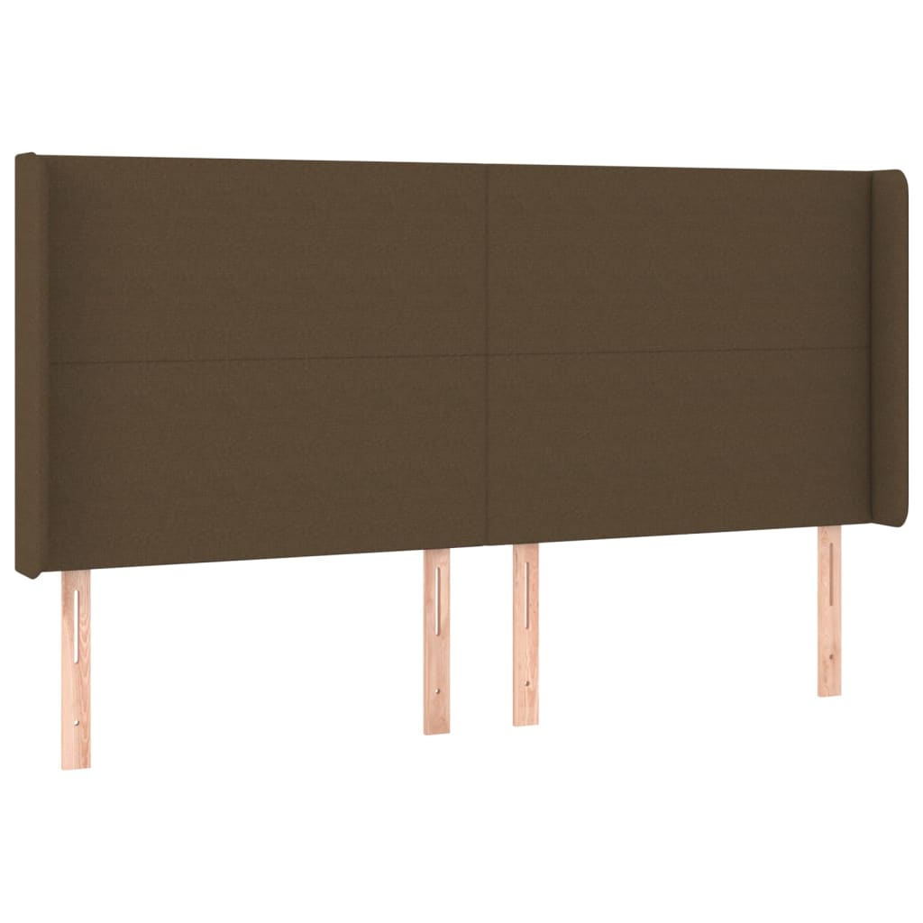 sengegavl med LED-lys 183x16x118/128 cm stof mørkebrun