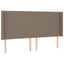sengegavl med LED-lys 183x16x118/128 cm stof gråbrun