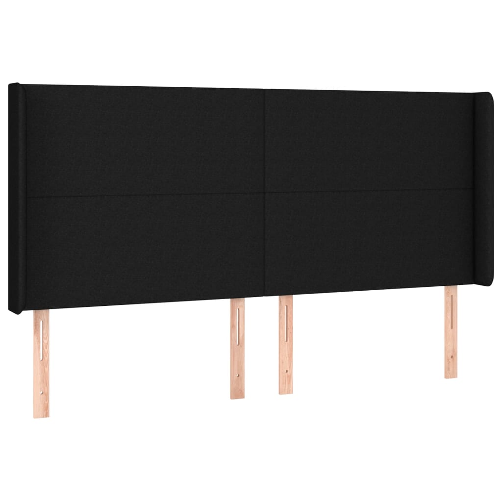 sengegavl med LED-lys 203x16x118/128 cm stof sort
