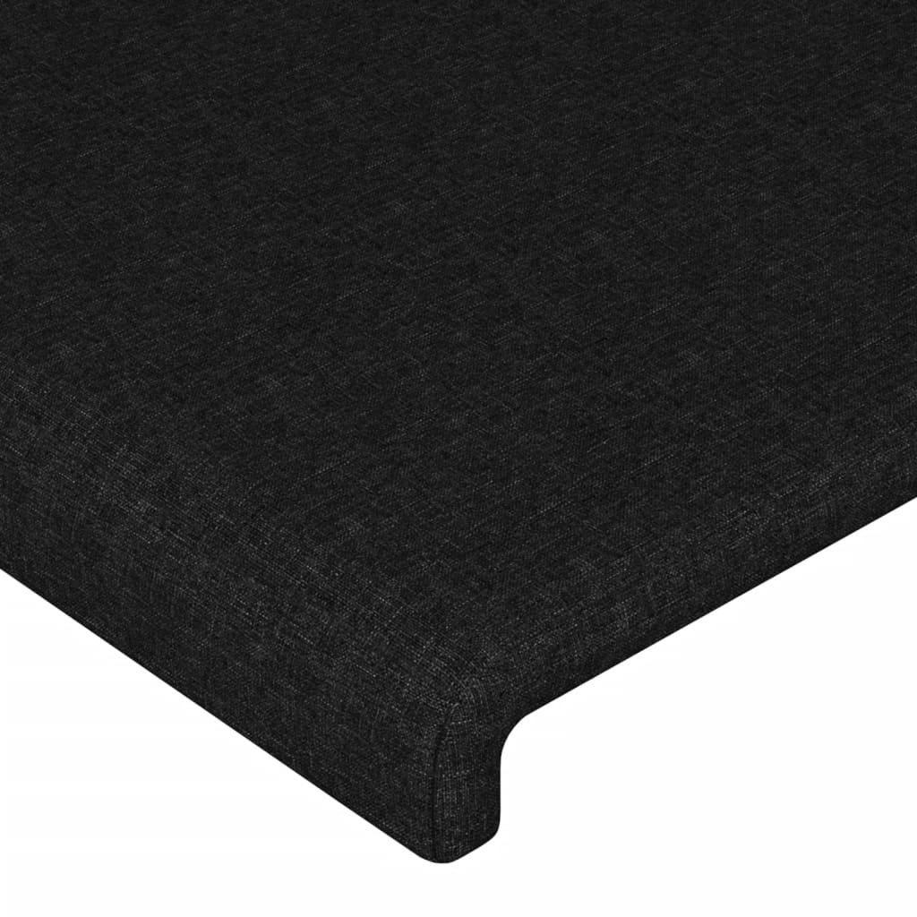 sengegavl med LED-lys 203x16x118/128 cm stof sort