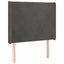 sengegavl med LED-lys 103x16x118/128 cm fløjl mørkegrå