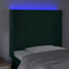 sengegavl med LED-lys 103x16x118/128 cm fløjl mørkegrøn