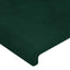 sengegavl med LED-lys 103x16x118/128 cm fløjl mørkegrøn