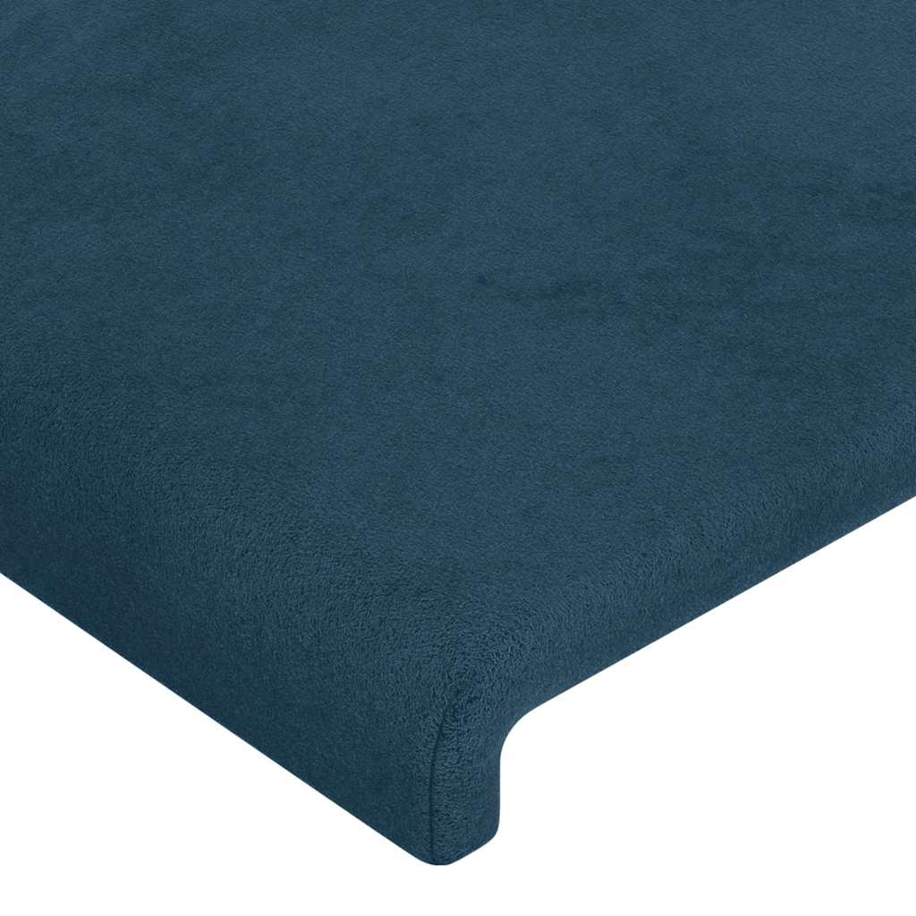 sengegavl med LED-lys 103x16x118/128 cm fløjl mørkeblå