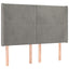 sengegavl med LED-lys 147x16x118/128 cm fløjl lysegrå