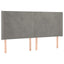 sengegavl med LED-lys 183x16x118/128 cm fløjl lysegrå