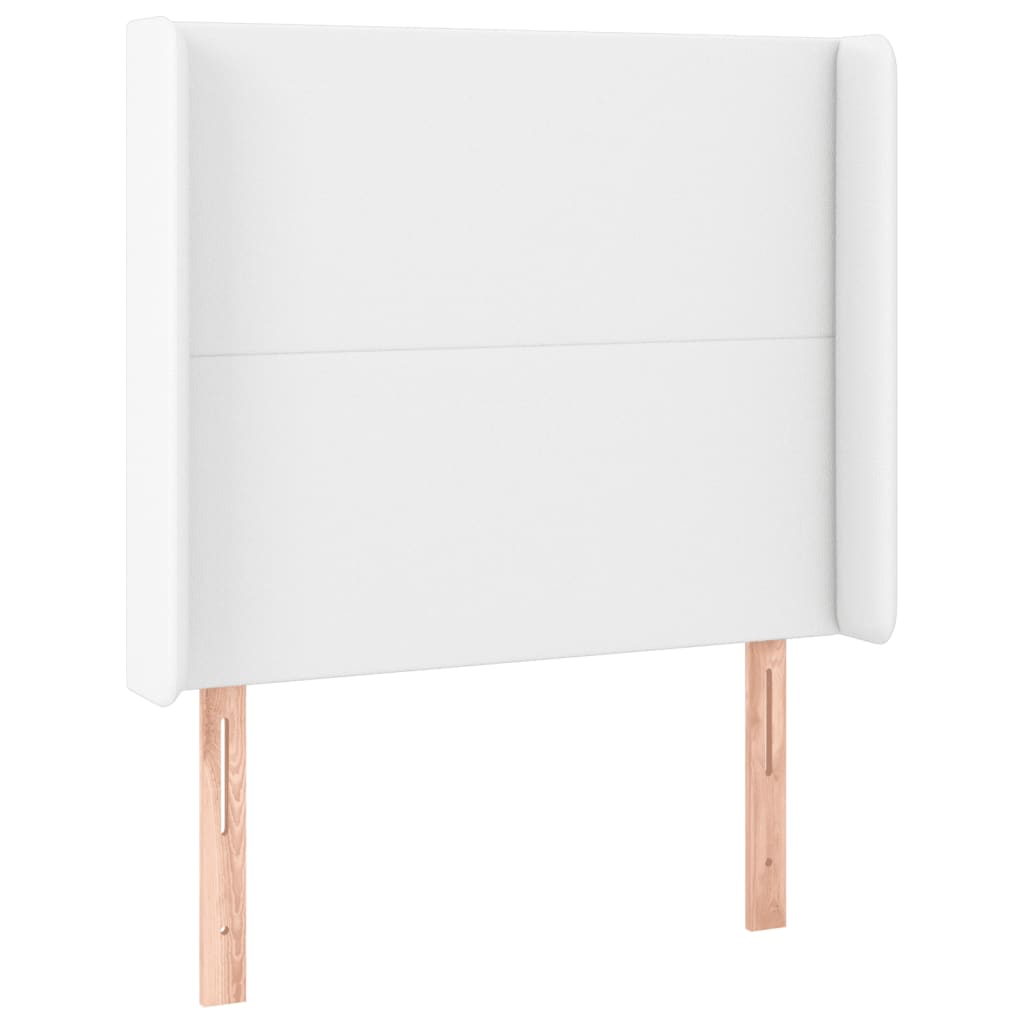 sengegavl med LED-lys 83x16x118/128 cm kunstlæder hvid