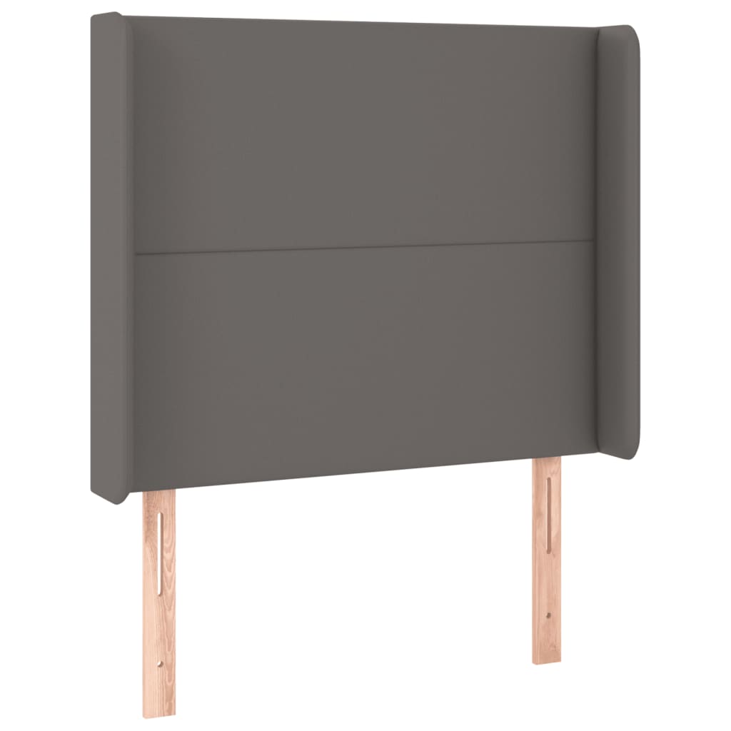 sengegavl med LED-lys 83x16x118/128 cm kunstlæder grå