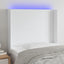 sengegavl med LED-lys 93x16x118/128 cm kunstlæder hvid
