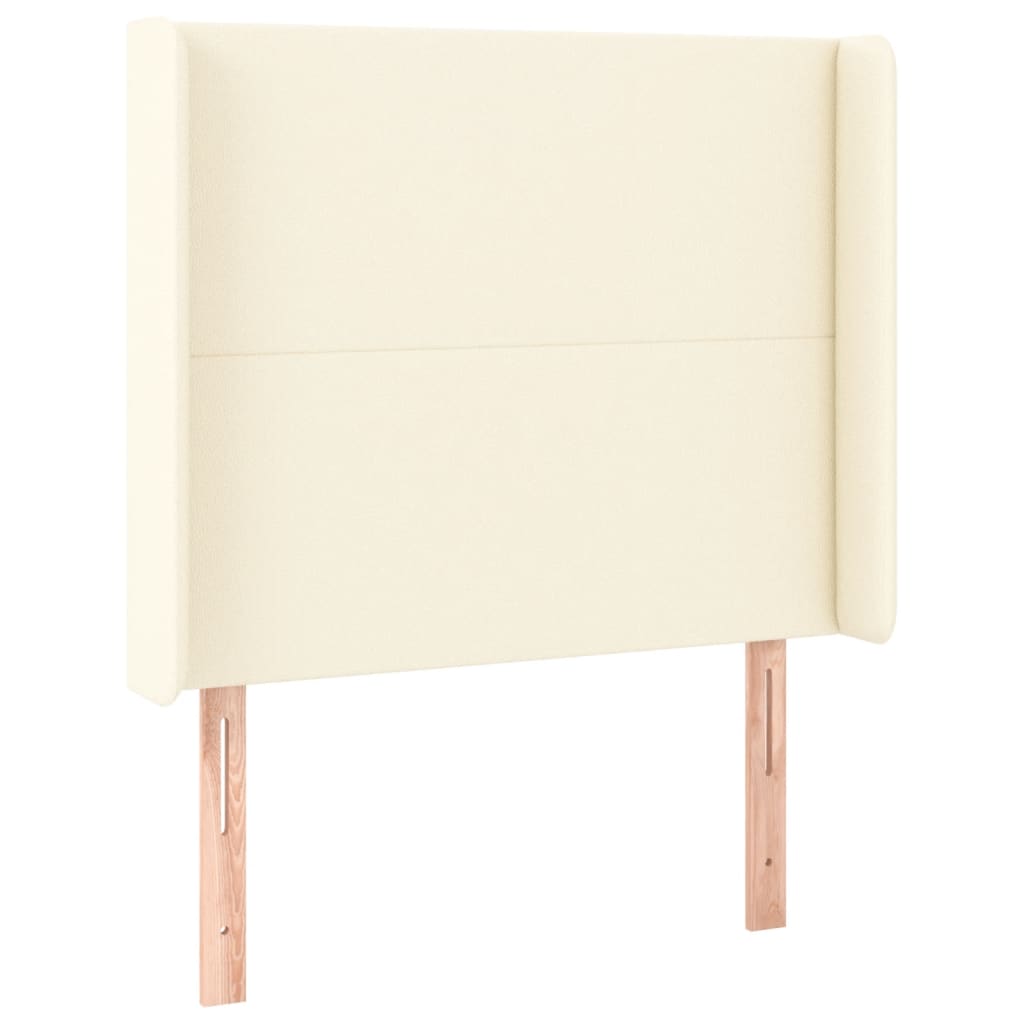 sengegavl med LED-lys 93x16x118/128 cm kunstlæder cremefarvet