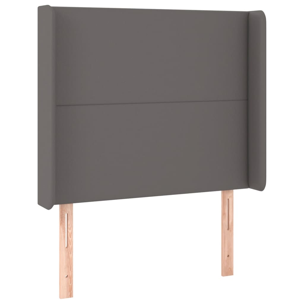sengegavl med LED-lys 93x16x118/128 cm kunstlæder grå