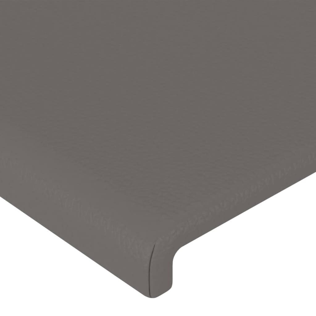 sengegavl med LED-lys 93x16x118/128 cm kunstlæder grå