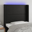 sengegavl med LED-lys 103x16x118/128 cm kunstlæder sort
