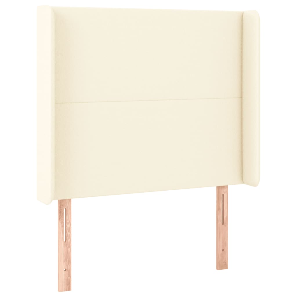 sengegavl med LED-lys 103x16x118/128 cm kunstlæder cremefarvet