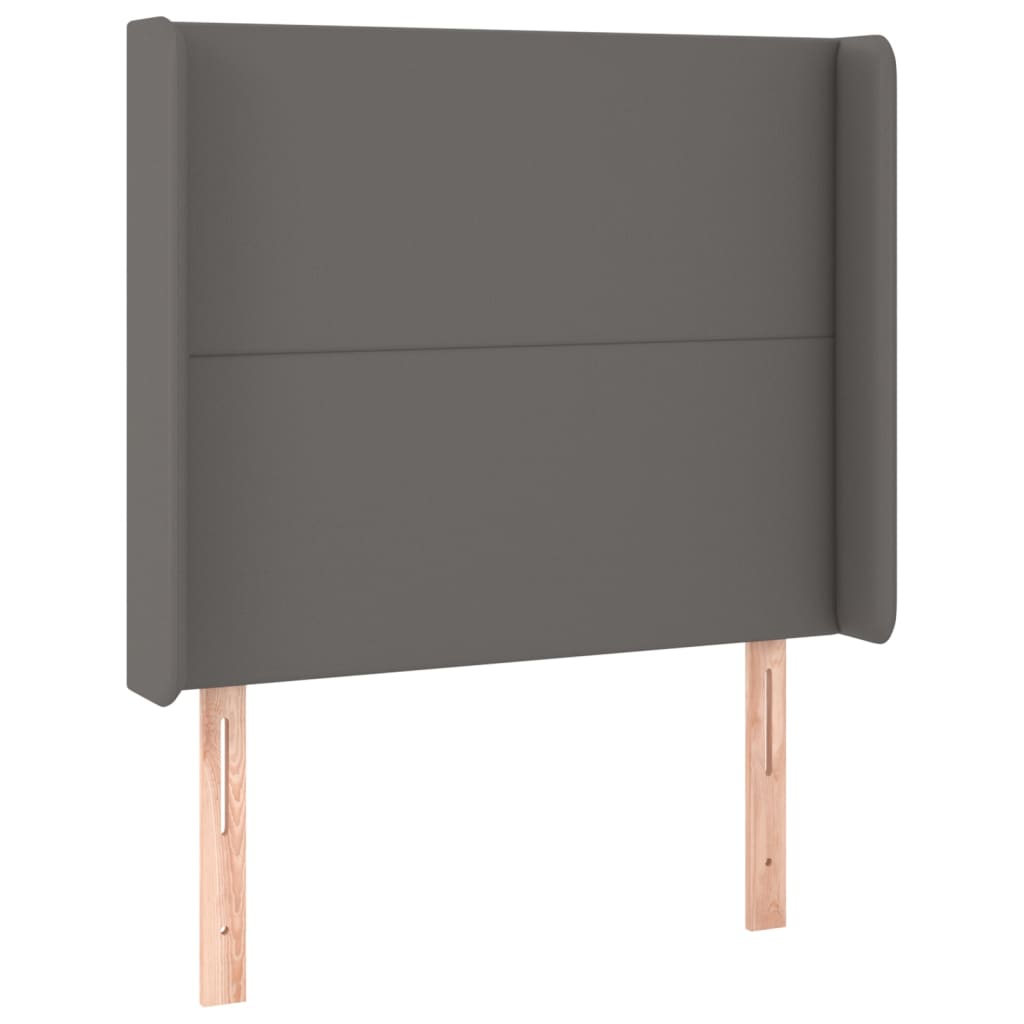 sengegavl med LED-lys 103x16x118/128 cm kunstlæder grå