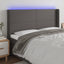 sengegavl med LED-lys 163x16x118/128 cm kunstlæder grå