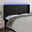 sengegavl med LED-lys 183x16x118/128 cm kunstlæder sort