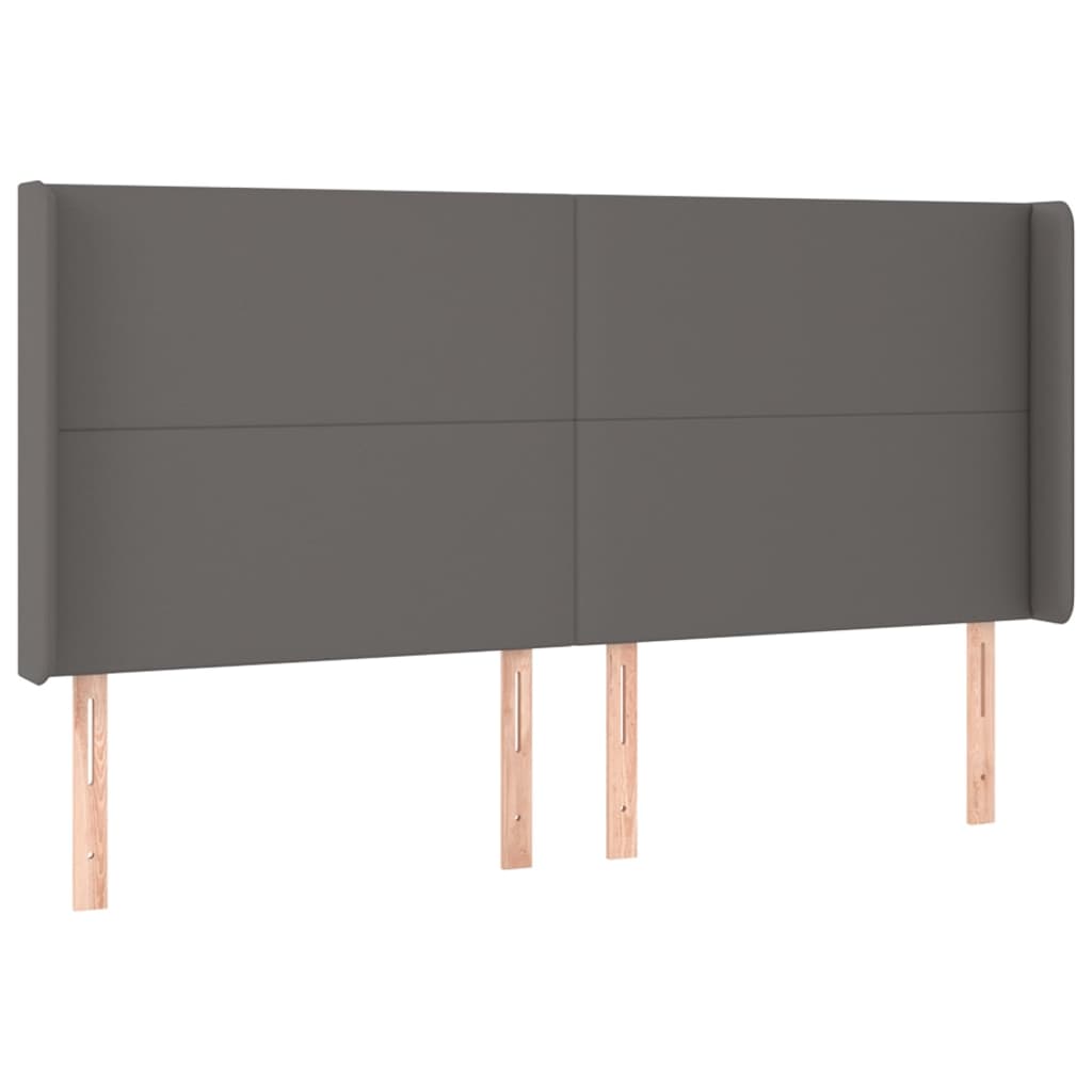 sengegavl med LED-lys 203x16x118/128 cm kunstlæder grå