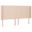 sengegavl med LED-lys 203x16x118/128 cm kunstlæder cappuccino