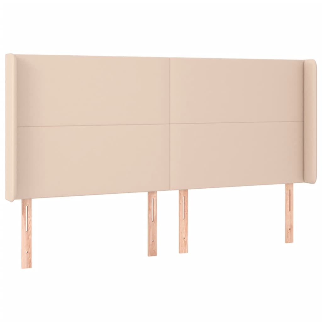 sengegavl med LED-lys 203x16x118/128 cm kunstlæder cappuccino
