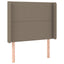 sengegavl med LED-lys 93x16x118/128 cm stof gråbrun