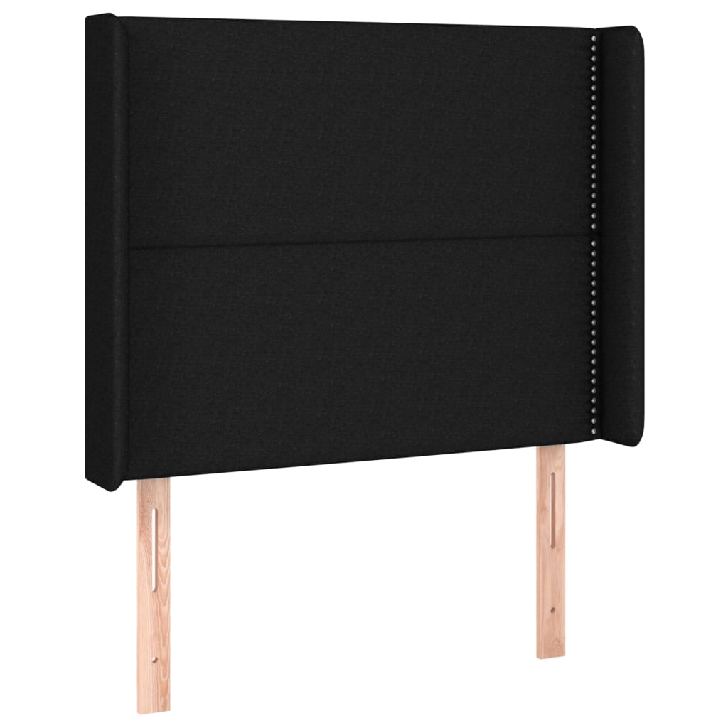 sengegavl med LED-lys 103x16x118/128 cm stof sort