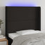 sengegavl med LED-lys 103x16x118/128 cm stof sort