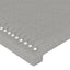 sengegavl med LED-lys 147x16x118/128 cm stof lysegrå