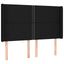 sengegavl med LED-lys 147x16x118/128 cm stof sort