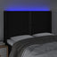 sengegavl med LED-lys 147x16x118/128 cm stof sort