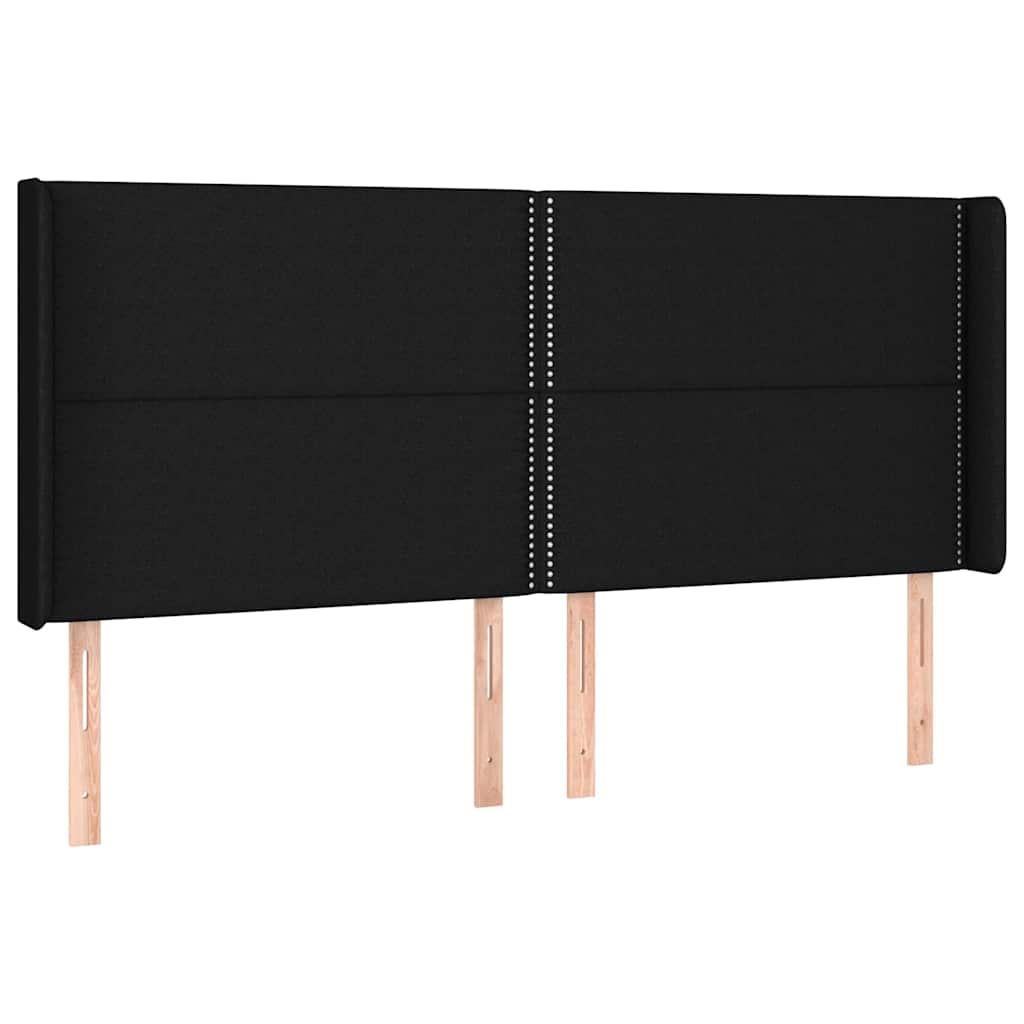 sengegavl med LED-lys 163x16x118/128 cm stof sort