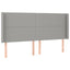 sengegavl med LED-lys 183x16x118/128 cm stof lysegrå
