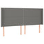 sengegavl med LED-lys 183x16x118/128 cm stof mørkegrå