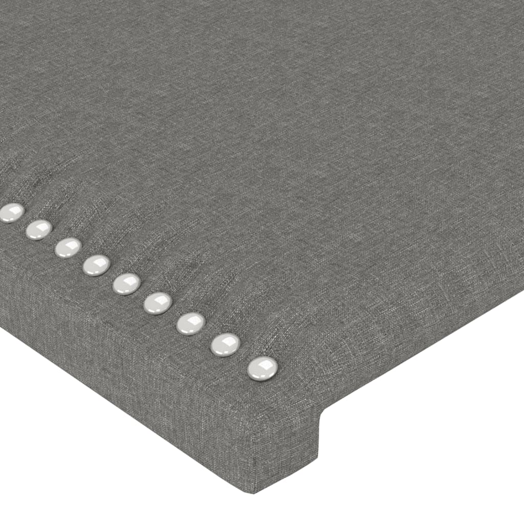 sengegavl med LED-lys 183x16x118/128 cm stof mørkegrå