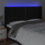 sengegavl med LED-lys 183x16x118/128 cm stof sort