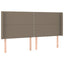sengegavl med LED-lys 203x16x118/128 cm stof gråbrun