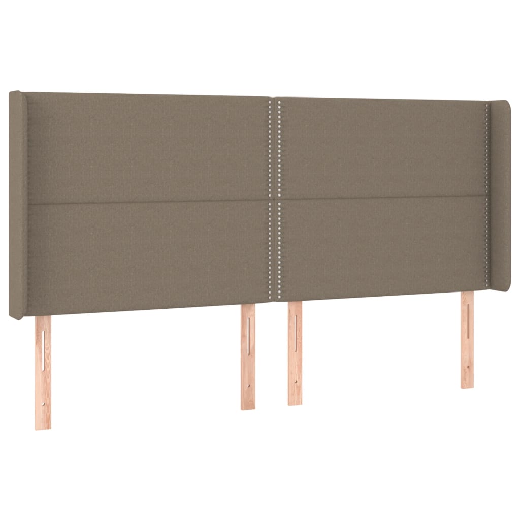 sengegavl med LED-lys 203x16x118/128 cm stof gråbrun