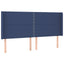sengegavl med LED-lys 203x16x118/128 cm stof blå