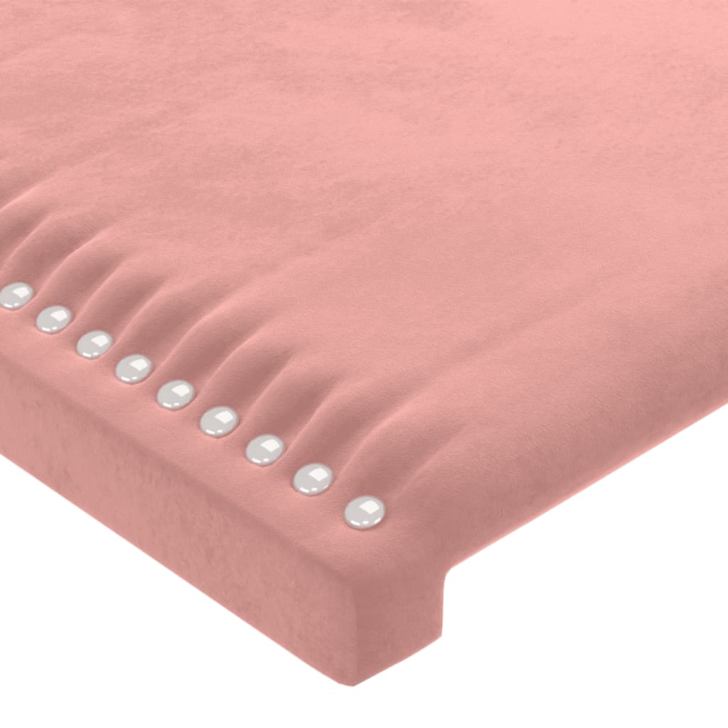 sengegavl med LED-lys 83x16x118/128 cm fløjl lyserød