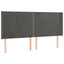 sengegavl med LED-lys 203x16x118/128 cm fløjl mørkegrå